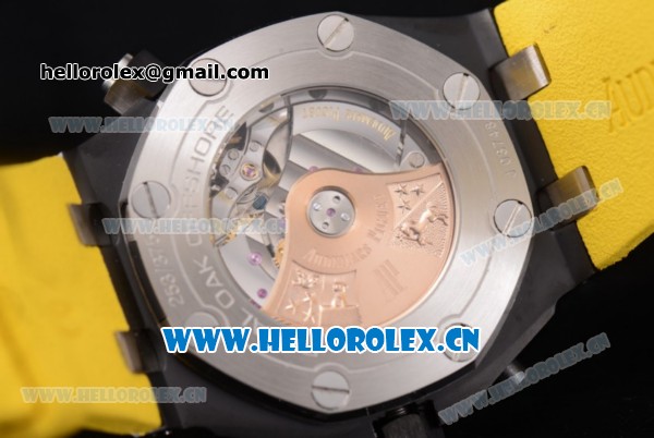 Audemars Piguet Royal Oak Offshore Diver Chronograph Clone AP Calibre 3126 Automatic PVD Case Yellow Dial Yellow Rubber Strap and Stick Markers (EF) - Click Image to Close